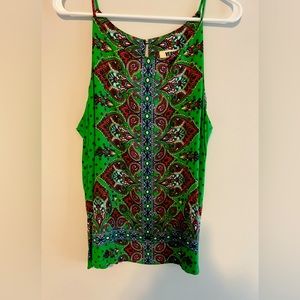 MULTI COLOR GREEN AND CRANBERRY SPAGHETTI STRAP TOP MADE IN THE USA
